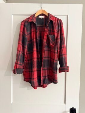 Pink Rose Red & Black Plaid Shirt